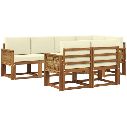 vidaXL Zunanja garnitura za sedenje 7 pcs Naravna in smetana Poliester, (5000280766) Cene