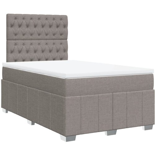 VidaXL Krevet s oprugama i madracem smeđesivi 120 x 200 cm od tkanine Slike