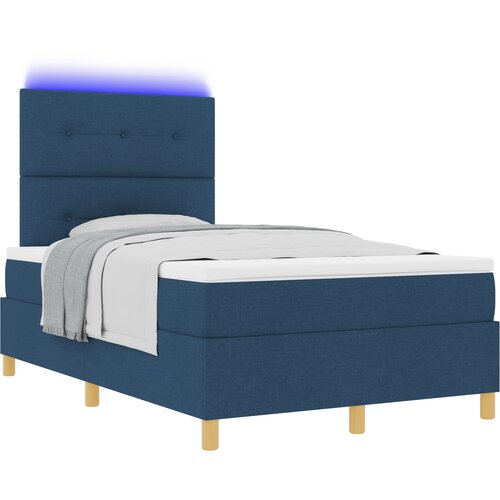 vidaXL Box Spring postelja z vzmetnico in LED modra 120x200 cm tkanina, (22067367) Cene