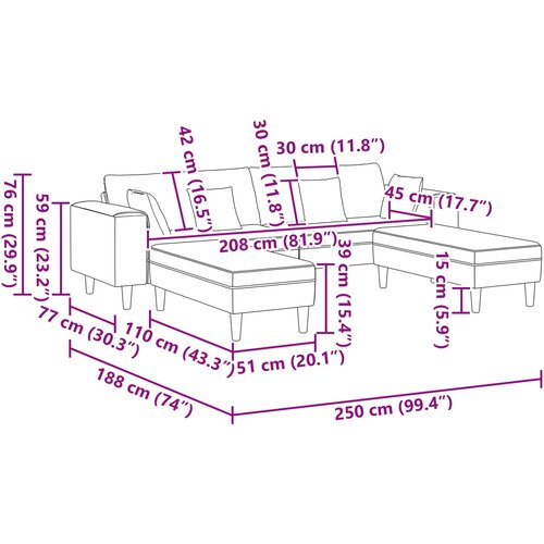 SOFA 3 pcs Ružičasta 250 x 188 x 76 cm Bar&amp;scaron;un Slike