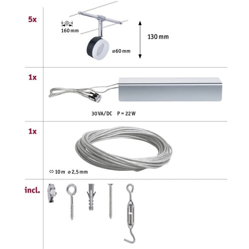 PAULMANN 94457 - KOMPLET 5xLED/4W Kompletan sistem sa sajlom CLEAR 230V Slike