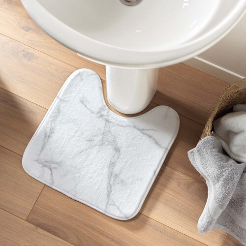 Douceur d int&amp;eacute;rieur Belo-siva kopalni&amp;scaron;ka preproga za WC 45x45 cm Marbre &amp;ndash; Slike