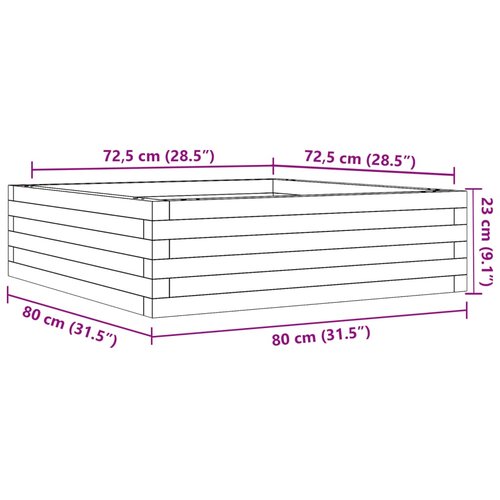 vidaXL Vrtna sadilica vo&scaron;tano smeđa 80 x 80 x 23 cm masivna borovina Cijene