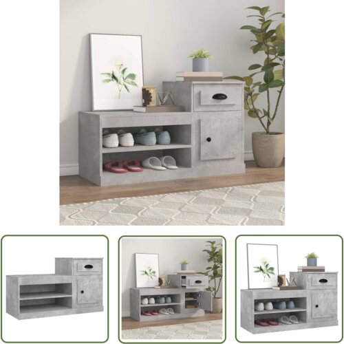 The Living Store Omarica za čevlje betonsko siva 100x42x60 cm inženirski les - Omarica Za Čevlje, (21744693) Cene