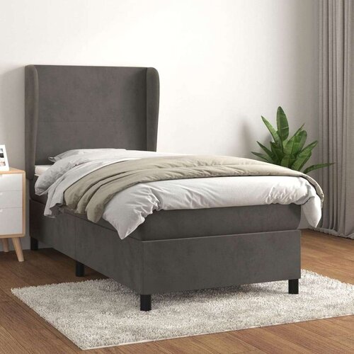 Box spring postelja z vzmetnico temno siva 90x200 cm žamet, (20790206) Slike
