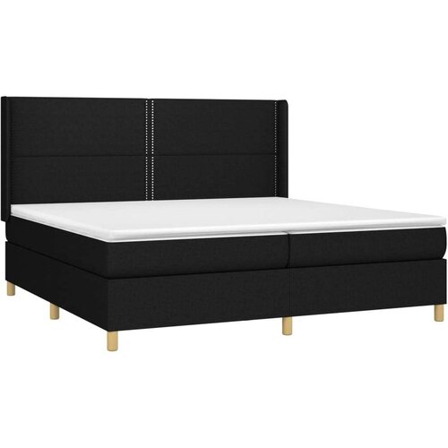  Box spring postelja z vzmetnico LED črna 200x200 cm blago Cene