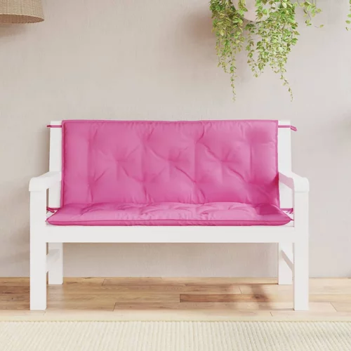  Jastuci za vrtnu klupu 2 kom ružičasti 120x50x7 cm tkanina