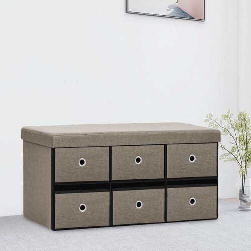VidaXL Zložljiva klop s prostorom za shranjevanje taupe 76x38x38 cm Slike