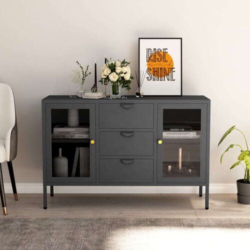 vidaXL Komoda antracit 105 x 35 x 70 cm od čelika i stakla Cene