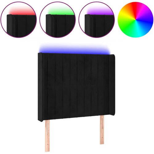 VidaXL LED posteljno vzglavje črno 93x16x118/128 cm žamet, (20954070) Slike