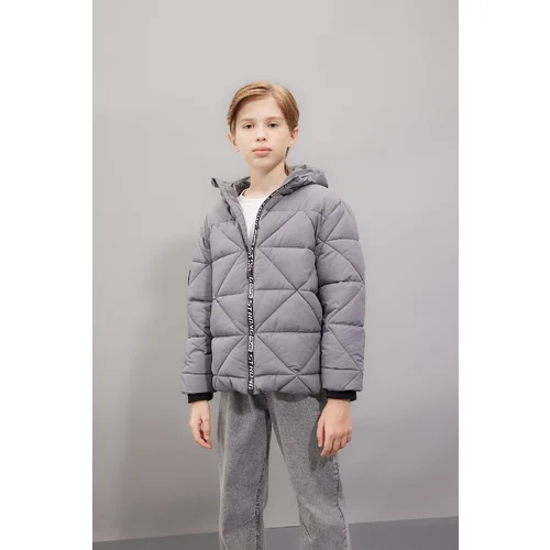 Defacto Boy's Water Repellent Hooded Zippered Pocket Coat