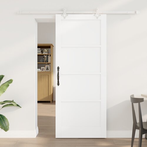 vidaXL drsna vrata s kompletom dodatkov Bela 83x202 cm Masivni bor, notranja vrata 'ORKDAL'Bela 83x202x4 cm Masivni bor Cene