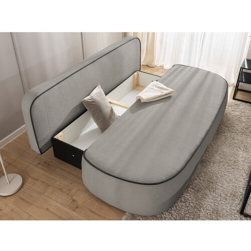 Ropez Crna/siva bar&amp;scaron;unasti sklopiva/s prostorom za odlaganje sofa 210 cm Saga &amp;ndash; Slike