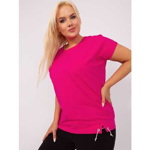 Fashion Hunters Plus-size fuchsia blouse with silver drawstring Slike
