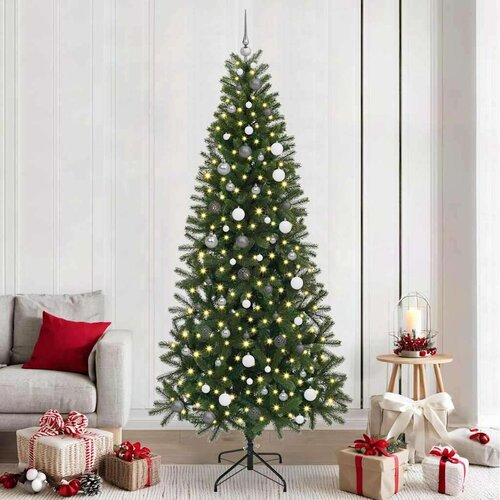vidaXL Umestno božično drevo med 300 LED Zelena 240 cm PE in PVC Cene