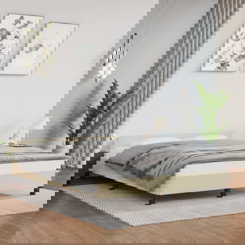 vidaXL Posteljni okvir z vzglavjem krem 140x200 cm umetno usnje Cene