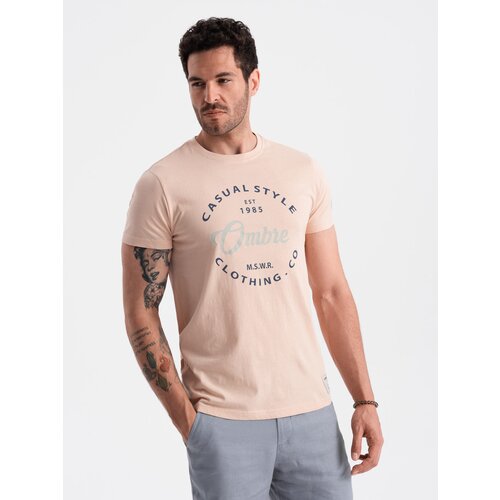 Ombre Men's printed t-shirt Casual Style - pale rose Cene