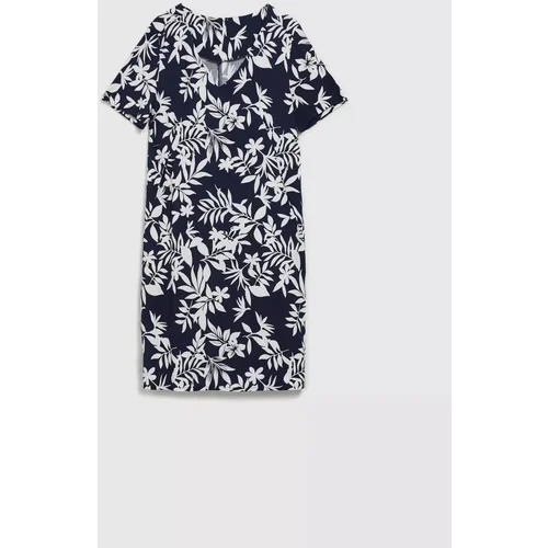 Moodo Women's dress - navy blue, floral pattern