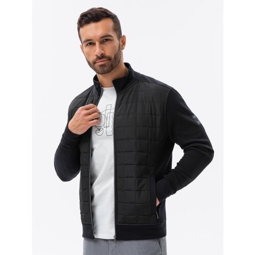 Ombre Men&amp;#039;s unbuttoned jacket with quilted front - black Slike