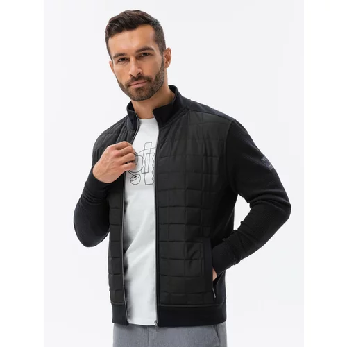 Ombre Men's unbuttoned jacket with quilted front - black