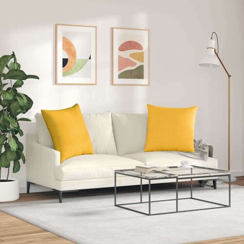 VidaXL jastučići za sofu 2 pcs svijetlo žuta 60 x 60 cm Slike