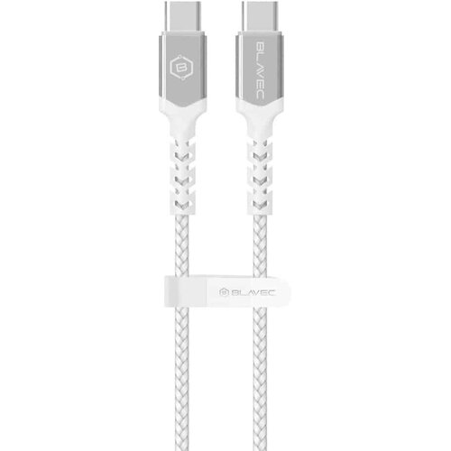 BLAVEC RAPTOR OPLETENI KABEL &amp;ndash; TIP C NA TIP C &amp;ndash; PD 100W 5A 2 METRA bijelo-srebrni Slike
