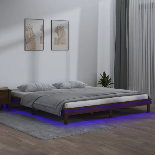vidaXL led okvir za krevet smeđa boja meda 140x200 cm od masivnog drva