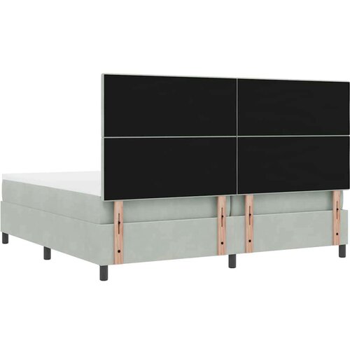 VidaXL Box Spring Krevet s Madracem i LED Svjetlom Svjetlosiva 200x200 cm Bar&amp;scaron;un Slike