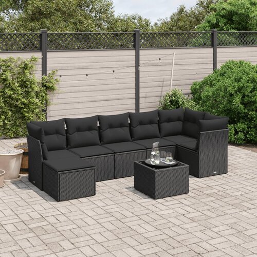 vidaXL 8-dijelni set vrtnih sofa od poliratana s jastucima crni Cijene