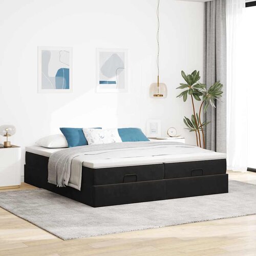  Otomanski okvir kreveta s madracima crni 180x200cm bar&amp;scaron;unasti Slike