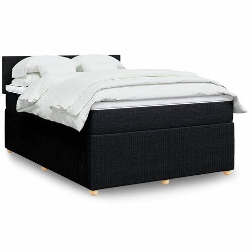 vidaXL Box spring postelja z vzmetnico črna 160x200 cm blago Cene