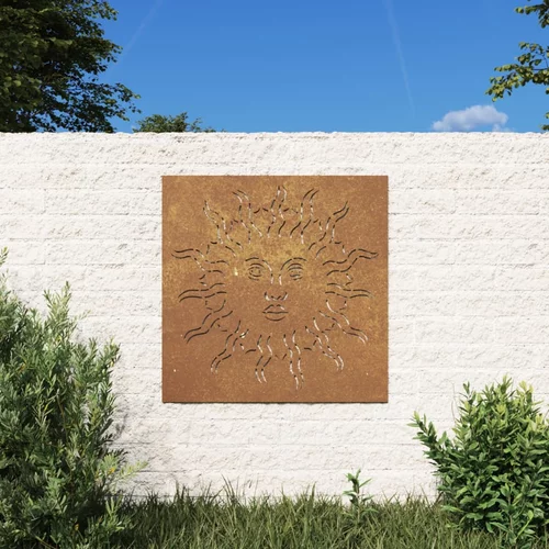  Vrtni zidni ukras 55 x 55 cm od čelika COR-TEN s uzorkom sunca