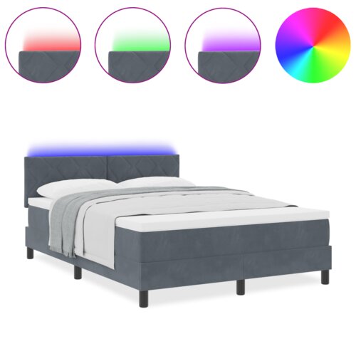 VidaXL Box Spring Krevet s Madracem &amp;amp; LED Tamno Siva 160x200 cm Bar&amp;scaron;un Slike