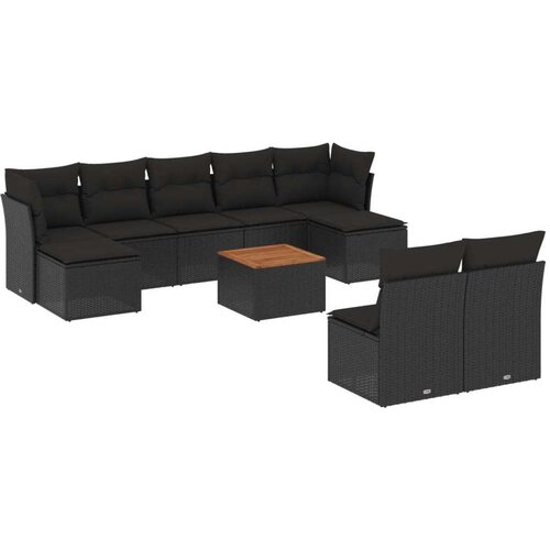vidaXL 10-dijelni set vrtnih sofa s jastucima crni od poliratana Cijene