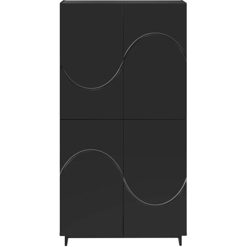  Visoka komoda Crna 79 x 41 x 151 cm Konstruirano drvo - Crna Slike