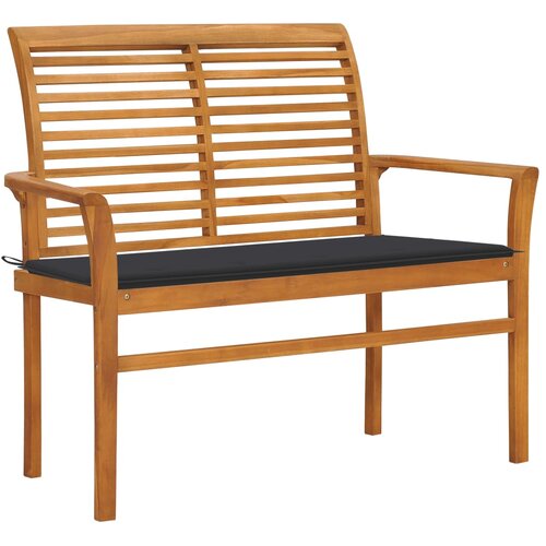 The Living Store Vrtna klupa s antracit jastukom 112 cm od masivne tikovine Cene