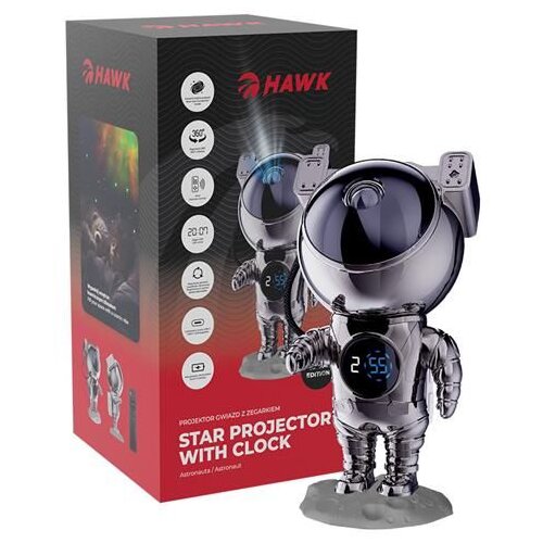 Manta LED zvjezdani 360 projektor Astronaut CHROME sa satom, daljinski HW-STAR02 Slike