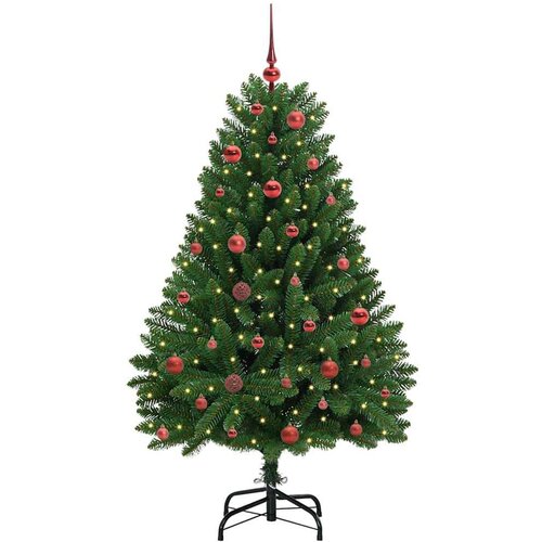 VidaXL Umjetno božićno drvce S LED lampica Zelena 150 cm PVC i metal Slike