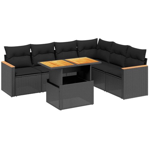 Maison Chic Seti vrtnega pohištva - Vrtna garnitura - Vrtni pohištvo set 7-delna z blazinami črn poli ratan, (21803619) Cene