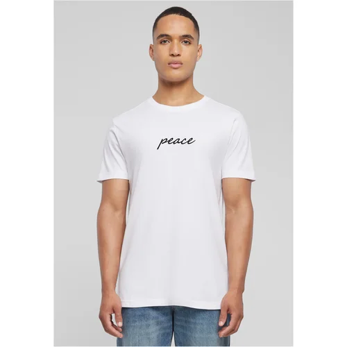 Mister Tee Men's T-shirt Peace Wording EMB white Mister Tee Men's T-shirt Peace Wording EMB white