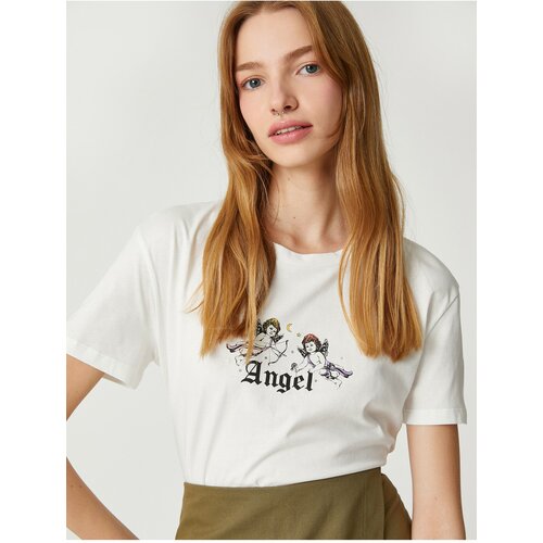 Koton Cotton T-Shirt Printed Short Sleeve Crew Neck Slike