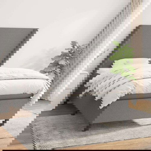  Kreveta s oprugama i madrac tamnosivi 80x200cm od tkanine Slike