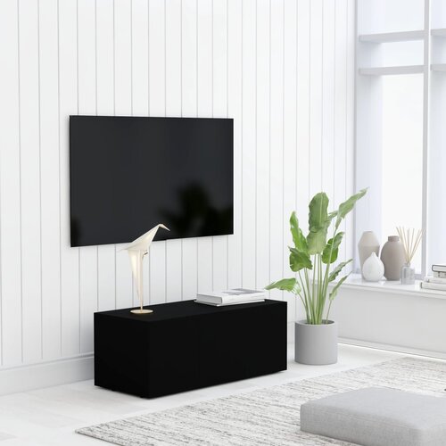 VidaXL TV omarica črna 80x34x30 cm iverna plo&amp;scaron;ča Slike