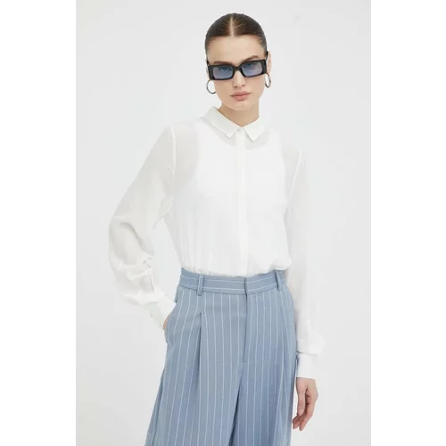 Bruuns Bazaar Svilena košulja boja: bijela, regular, s klasičnim ovratnikom