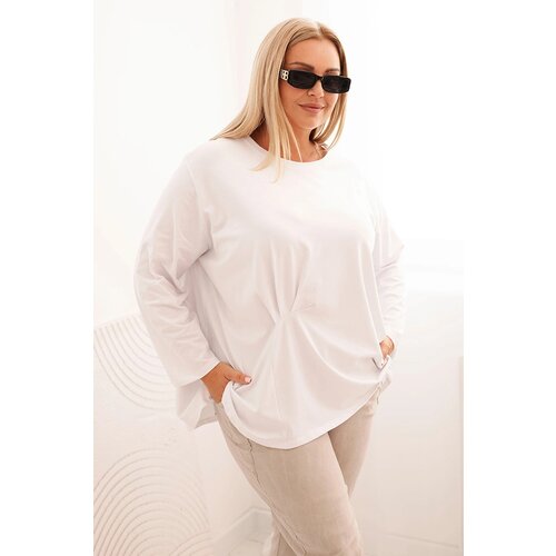 Kesi Włoski Women's Plus Size blouse with cotton, featuring a pocket and rolled sleeves kiwi Cijene