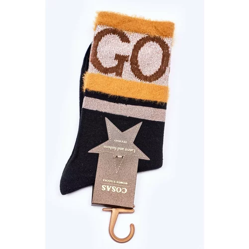 Kesi Women's Cotton Socks GO-GO With Fur COSAS Black