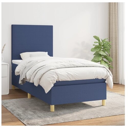  Box spring postelja z vzmetnico modra 100x200 cm blago Cene