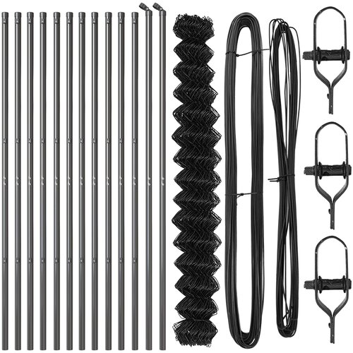 vidaXL Lančana ograda s 13 stupova 1.6x25 m Galvanizirani čelik Siva Cijene