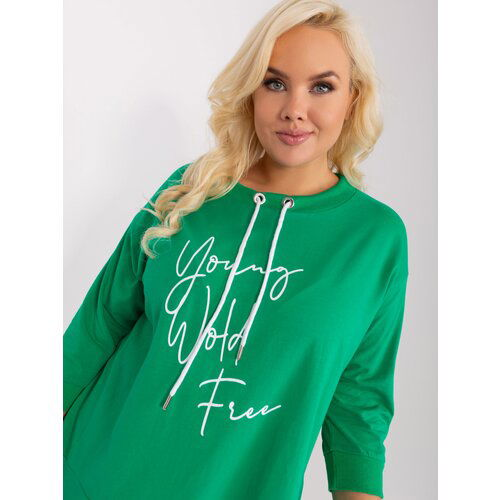 Fashion Hunters Large green blouse with a round neckline Slike