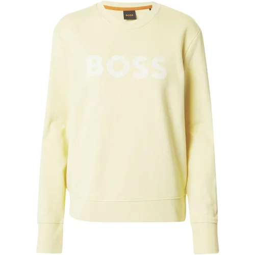 BOSS Orange Sweater majica 'Ela 6' žuta / bijela